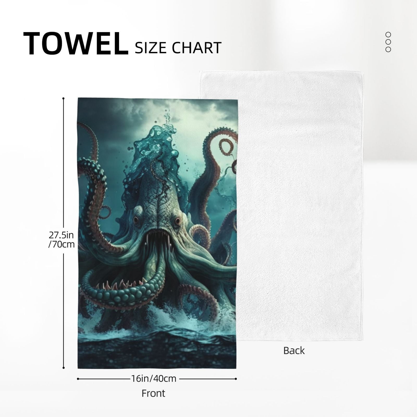 Octopus Kraken Monster Ocean Art 27.5" x 16" Ultra Soft Hand Towel, Face Wash Cloth for Bathroom, Gym, Travel, Pool