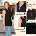 thumbnail image 5 of Women's Sleeveless blouses spring summer Zipper V Neck Casual Tank Top Fashion Black Dressy Shirts Size M, 5 of 11
