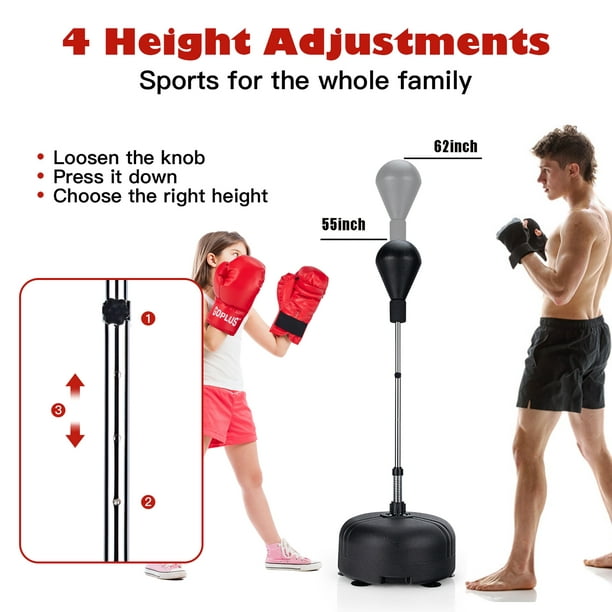HOMCOM Punching ball set set de boxe pour enfants, support de boxe réglable  en hauteur