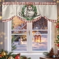 thumbnail image 6 of Christmas Tie Up Valances Curtain, Frohe Weihnachten Green Wreaths Red Plaid Retro Adjustable Rod Pocket Short Window Treatment Tie Up Curtains Valances for Kitchen Living Room Bathroom 54x18 In, 6 of 9