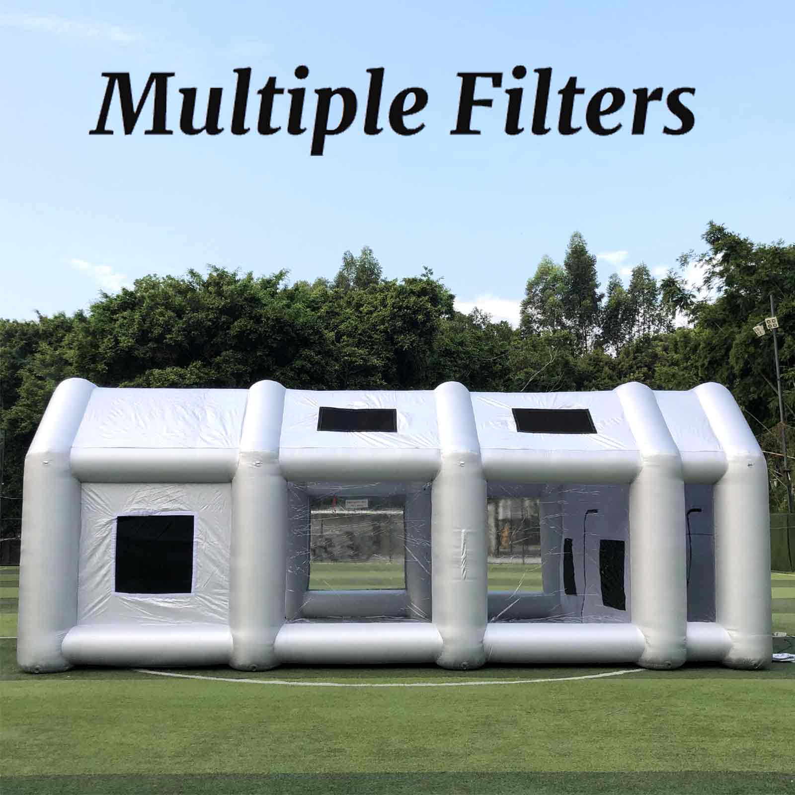 FLAPKWAN Inflatable Paint Booth 33X16.5X11.5Ft with 1100W+950W Blowers Portable Spray Paint Booth with Muliple Filters for Trucks, Car Parts, Furnitures and Other Painting, Drying and Polishing