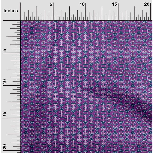 oneOone Polyester Lycra Fabric Leaves & Floral Block Print Fabric By Yard 56 Inch Wide