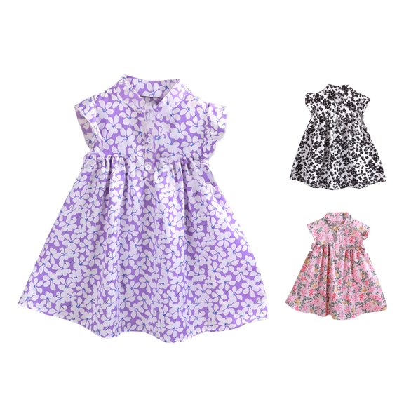 Asxite Girls Fashion Dresses Sleeveless Round Neck Floral Print Comfortable Summer Style 4-14Y