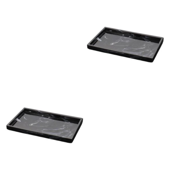 Bewildely Toilet Vanity Tray Luxury Resin Bathtub Dish Tray for Candles Soap Plant negro 2piezas
