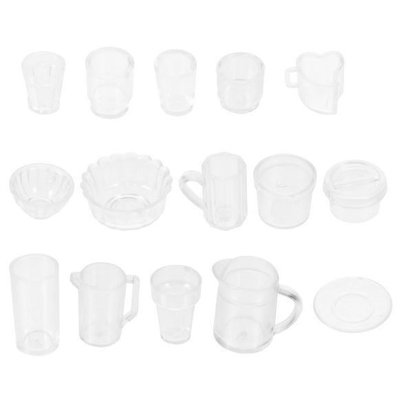 KAKOWELY Miniature Kitchen Set 15pcs Doll House Miniature Decoration Accessory Doll House Miniature Kitchen Tableware 1:120.79"X0.79"X0.39"