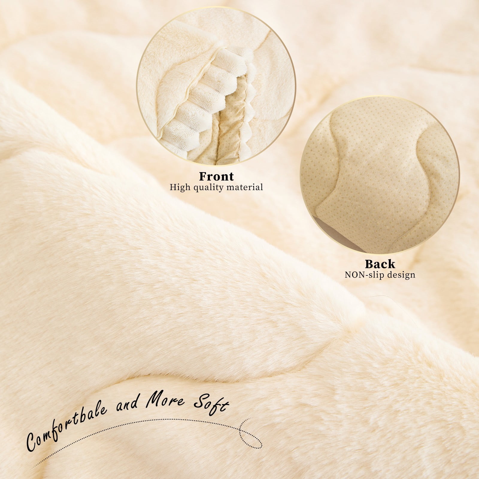 CJC Sofa Cover Fuzzy Couch Cover for Pets Dog Cat Washable Non-Slip Sofa Slipcover Cushion Protector Pets Friendly Mat (Beige, 28'' x 59'')