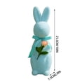 thumbnail image 3 of AURIGATE Easter Light Blue Flocked Bunny Figurine 2.9×10in, Foam Rabbit Statue with Artificial Rose for Spring Easter Tabletop Home Farmhouse Party Decor, 3 of 6