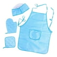 thumbnail image 4 of Delantales para niños, guantes de horno, gorro y delantal de chef para niños, disfraz de chef para jardinería azul, 4 of 9