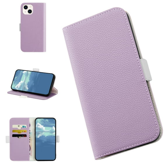 Mantto Wallet Phone Case for Apple iPhone 14 6.1 inch,Scratch Resistant Flip Folio PU Leather Magnetic Closure Card Slots/Cash Pocket Kickstand Slim Fit Protective Cover,Purple