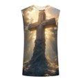 thumbnail image 4 of BRGZLK Mens Sleeveless T-Shirt Round Neck Cross Element Print Loose Casual Muscle Tank Tops Slim Fit Comfy Gym Workout Streetwear Tank, 4 of 5