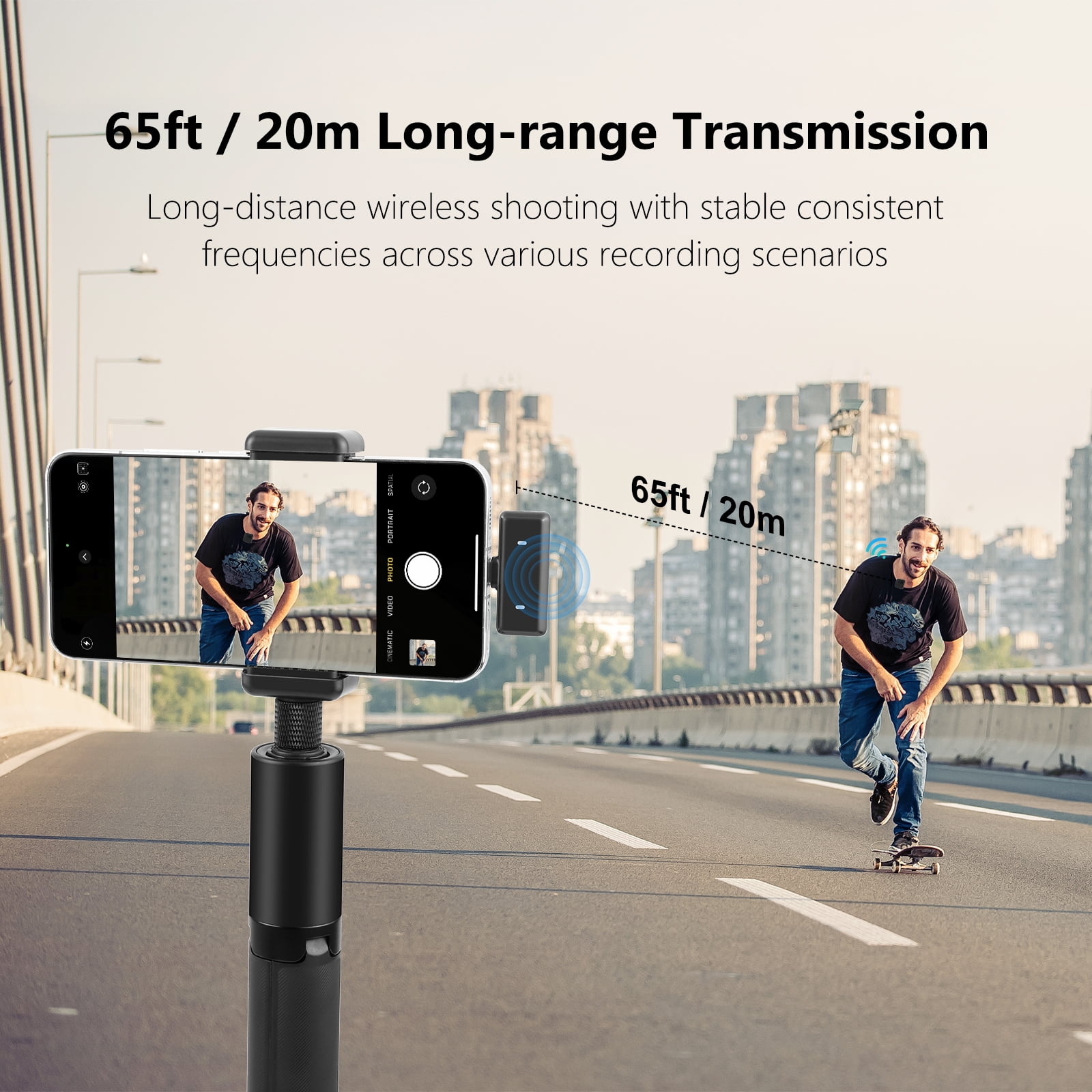 PULUZ Magnetic Lavalier Wireless Microphone with Charging Case Box, 8 Pin RX Receiver and 2 TX