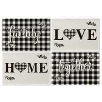 Smile Buffalo Check Plaid Placemats 12 x 18 Inch Set of 4, Black and Off White