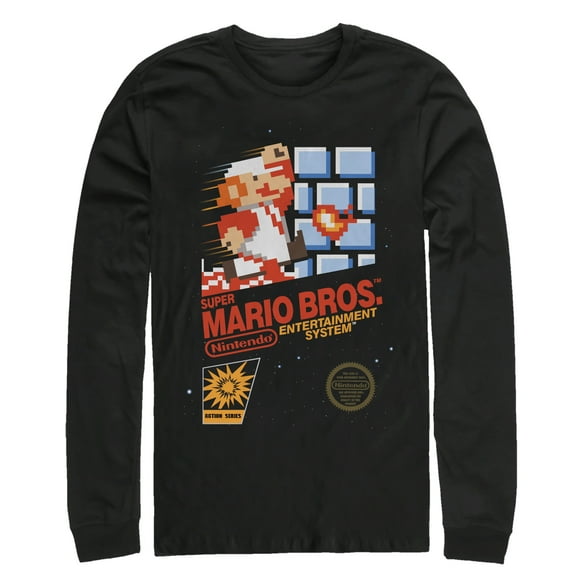 Men's Nintendo NES Super Mario Bros Long Sleeve Shirt Black Small