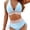 Blue, variant on Women Bikini Sets, Two Piece Tummy Control SwimSuits for Women, High Waisted Push Up Color Block Drawstring Womens Bathing Suit, Black