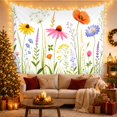 thumbnail image 3 of Floral Garden Botanical with Wildflowers Grasses Pale, Nostalgic Vintage for Botanical Art Lovers, Wall Decor, Mother'S Day Gift, Tapestry Wall Hanging for Dorm and Living Room, 3 of 7