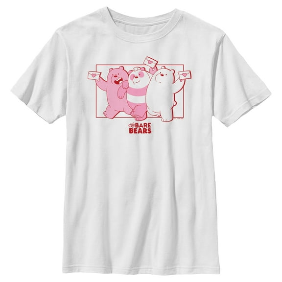 Boy's We Bare Bears Valentine's Day Letters  Graphic Tee White Medium