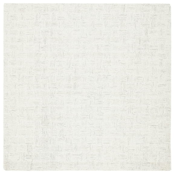 SAFAVIEH Micro-Loop Charlotte Solid Area Rug, Light Grey/Ivory, 5' x 5' Square
