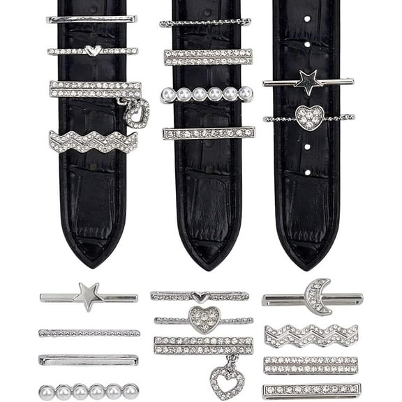 14Pcs Rhinestone Watch Charm Watch Band Charms Alloy Cross Heart Watch for Watch Band Decoration Charms Decorative Ring Loops