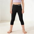 thumbnail image 6 of Favoffer Toddler Girls Elastic Cropped Leggings Solid Color Soft Yoga Casual Capri Pants Sports Outdoor Leisure Wear 3-13Y, 6 of 9