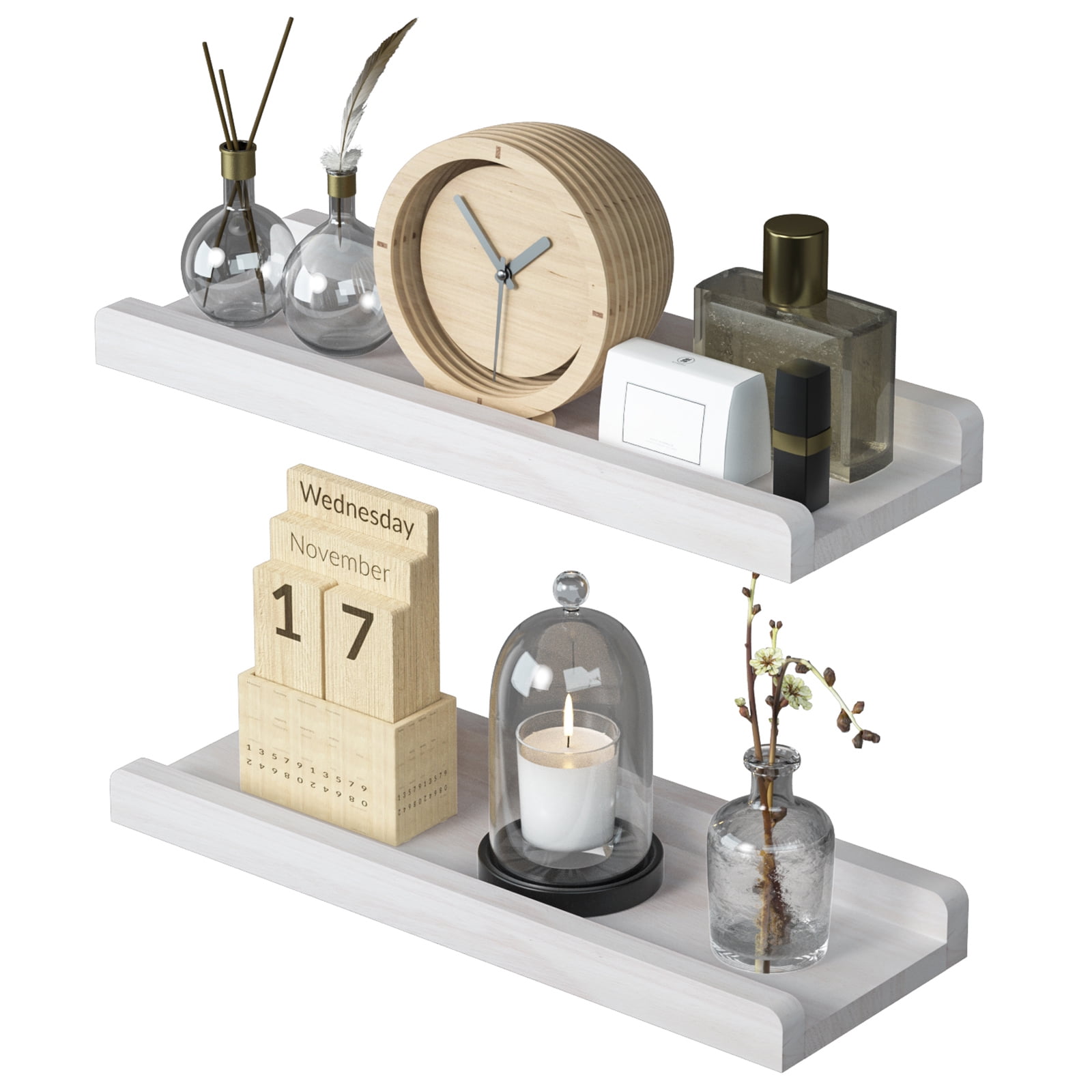 LoveKANKEI 2 PCS 17 Inch Rustic Wood Wall Shelves