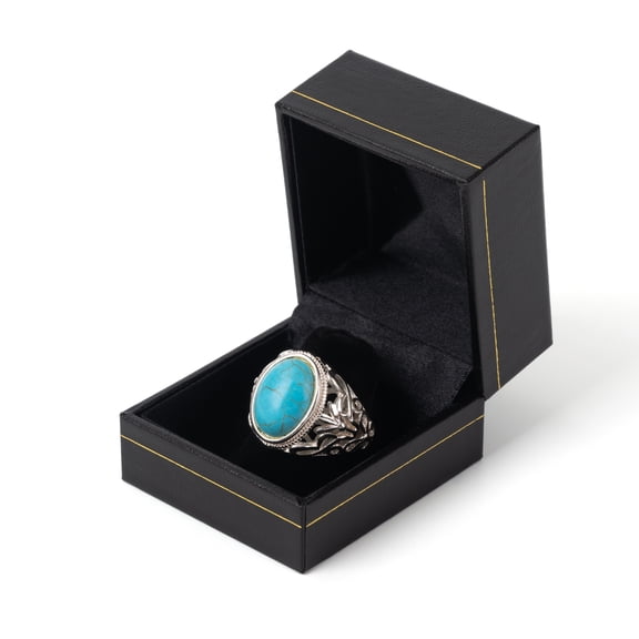New Black Leatherette Ring Box Inner with Finger Holder Design, Jewelry Storage Display Gift Box Showcase For Wedding Propose