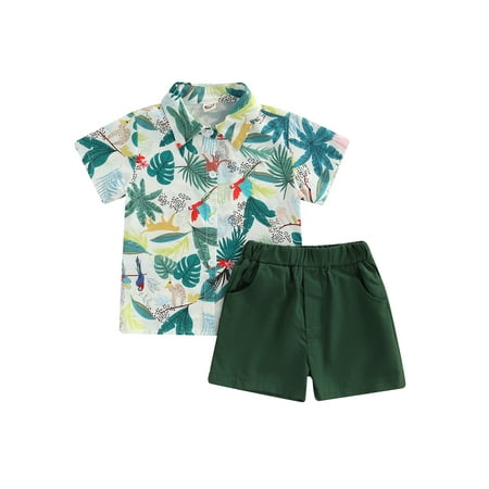 

Sunisery Kids Baby Boys Short Sleeve Button Down Shirt Shorts Suits 2T 3T 4T 5T 6T Outfits Summer Clothes Gentleman 2-Piece Set