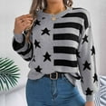 thumbnail image 7 of Generic Knit Sweaters for Women Fall Winter Trendy Striped Long Sleeve Pullover Sweater Oversized Crewneck Casual Warm Tops, 7 of 7