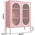 thumbnail image 3 of 2 Mesh Door Metal Storage Cabinet for Bed Room,Living Room,Home,Hotel,Office,Garage,Kitchen,3-Tier,2 Removable Shelves (Mesh Door Cabinet, Pink), 3 of 9