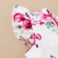 thumbnail image 6 of NZRVAWS Toddler Baby Girl Clothes Round Neck Ruffle Fly Sleeve Floral Top and Solid Color Bloomer Shorts Baby Girl Outfit set 3-4 Years, 6 of 9