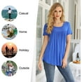 thumbnail image 5 of JuneFish Women's Summer Pleated Short Sleeve Tunic Tops Flare Blouse, 5 of 6