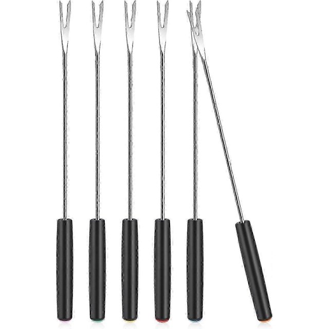 2025 6 Stainless Steel Fondue Forks, 9.84 inches Long, Heat Resistant Handle for Roast Meat, Chocolate Dessert, Cheese, Marshmallows