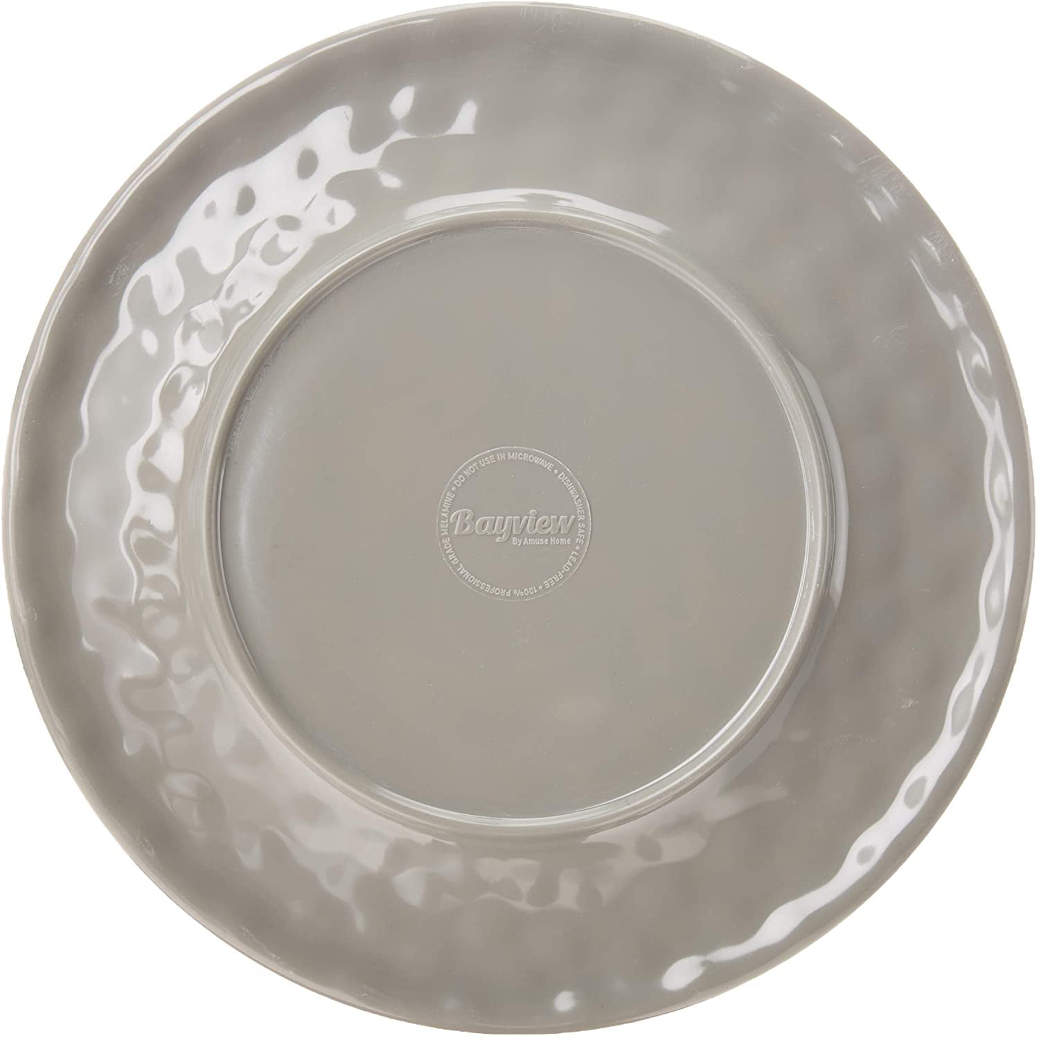 Unbreakable Melamine Daily Plates Bayview Essentials Dinner Plate, Gray Set of 6