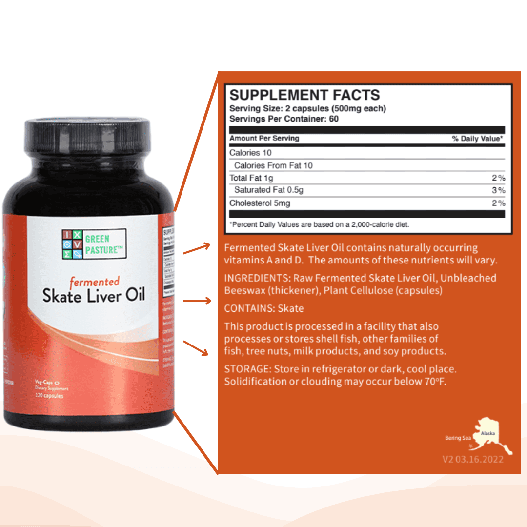 Green Pasture Fermented Skate Liver Oil 120 Caps
