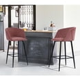 thumbnail image 3 of Accent Upholstered Bar Stools Set of 2 with Metal Legs and Footrest , Mid Century Modern 28" Counter Stools with Low Back for Kitchen Island Home Pub-Silver, Pink, 3 of 8