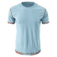 thumbnail image 4 of Yufatyle Men Short Sleeve Cotton Stand-up Collar Slim T Shirts For Man Light Blue XL, 4 of 6