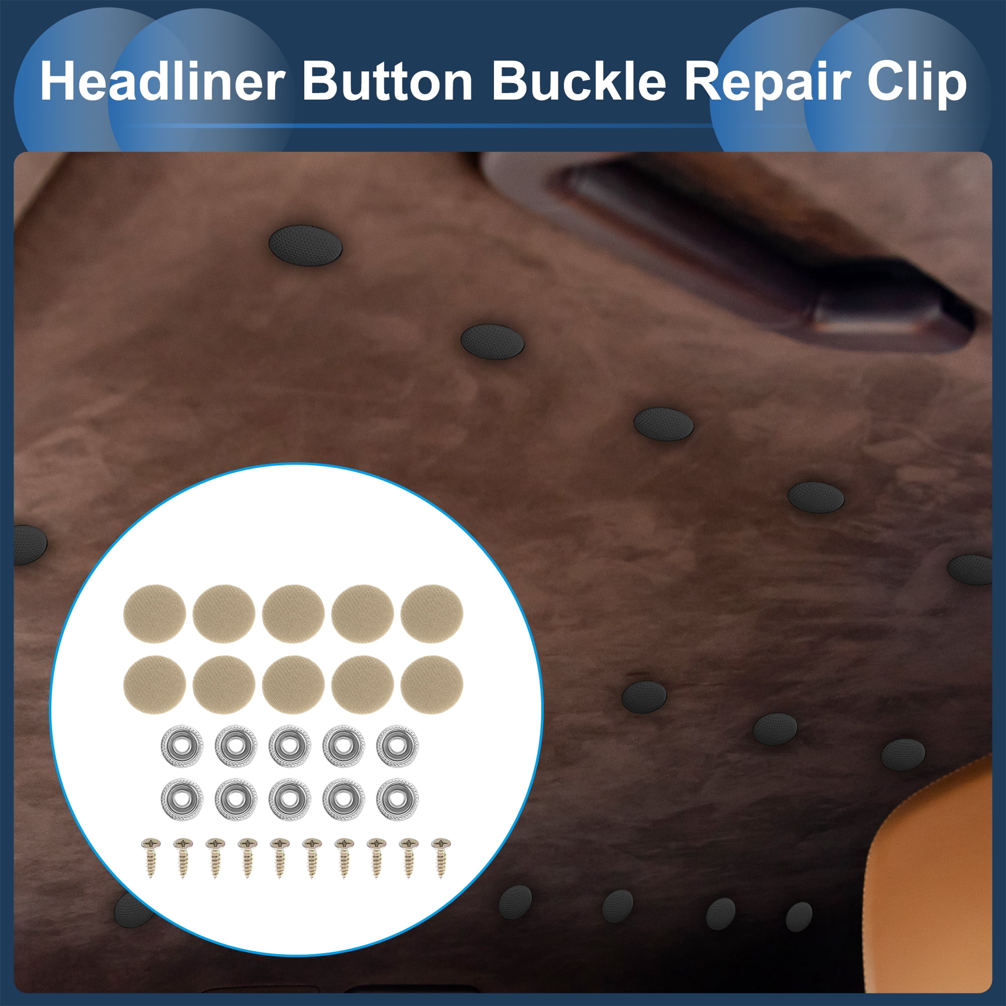 Unique Bargains 10Pcs Headliner Button Buckle Repair Clip for Car Roof Lint Beige