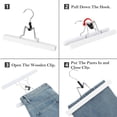 thumbnail image 4 of Perchas de madera AMKUFO para pantalones, 12 unidades, blancas, con clips, antideslizantes, 4 of 8