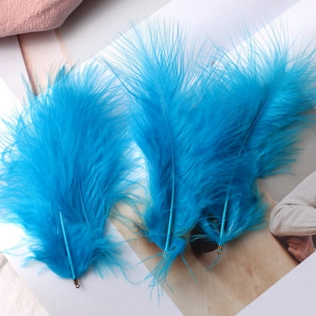 XmhyTop-A 100pcs Fluffy Feathers 3.9-4.7inch for Craft Dream Catcher Decoration Natural Fluffy Feathers,Blue