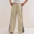 thumbnail image 7 of Dxzfnsa Womens Side Striped Pants Casual Wide Leg Drawstring High Waist Sweatpants Loose Solid Color Sports Pants with Pockets, 7 of 7