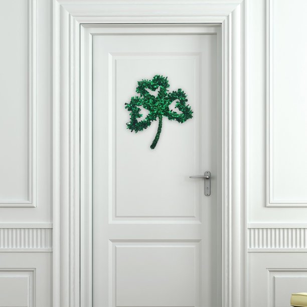 Kuymtek Patricks Day Shamrock Wreath Puerta irlandesa Colgante Guirnalda verde con luces de hadas