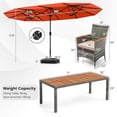 thumbnail image 4 of Costway 10 Pieces Patio Wicker Dining Set with Double-Sided Patio Umbrella 8 Armchairs Orange, 4 of 11