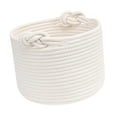 thumbnail image 2 of Cesta tejida pequeña decorativa para regalo, cesta redonda para llaves, juguetes de bebé, mantas Blanco, 2 of 9
