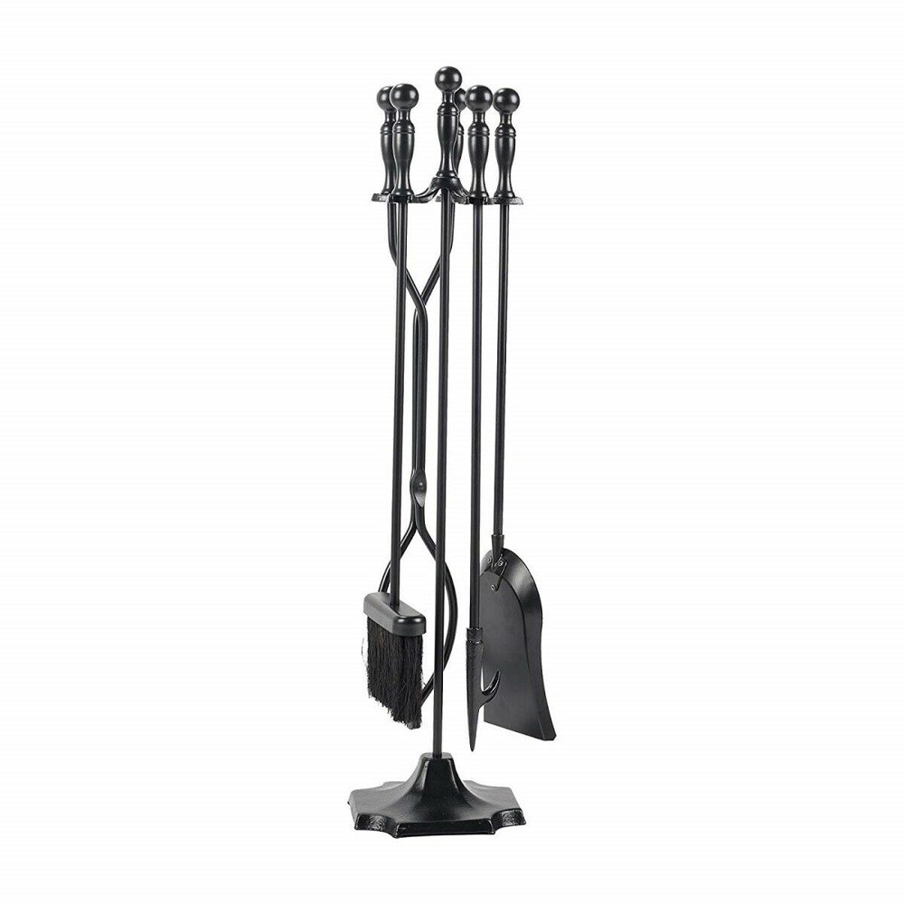 31" inch Fireplace Tool Set 5 Piece Rustic Wrought Iron Firewood