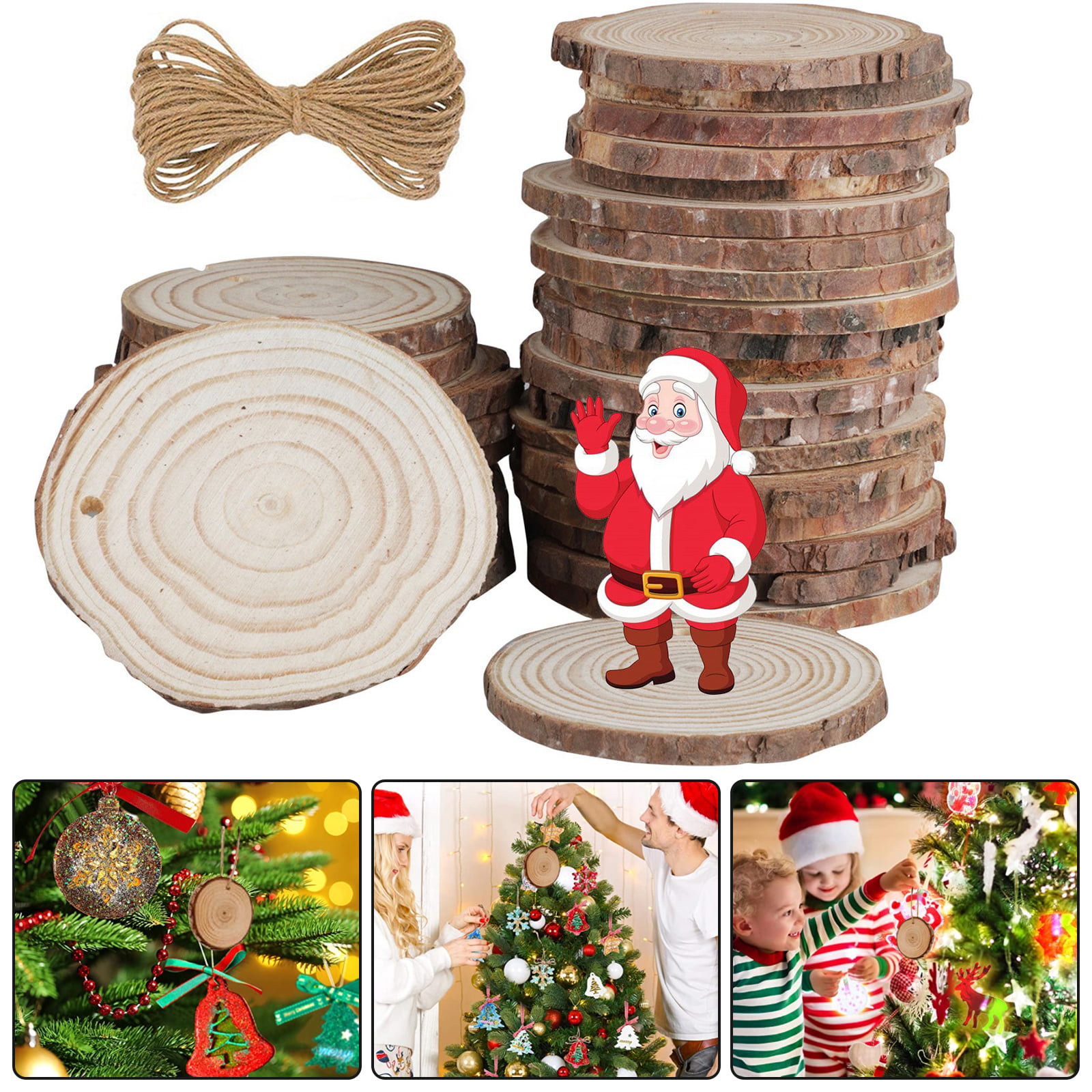 Fuyit Wood Slices 30 Pcs 6-7cm NO Hole Natural Unfinished Log Wooden Circles for