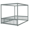 thumbnail image 6 of Miniyam Full Size Canopy FloorBed with Guardrails for Kids and Teens, Gray, 6 of 7