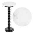 thumbnail image 3 of JONATHAN Y Monroe 24.25" Rustic Farmhouse Spindle Wood Drink Table and Decorative End Table with White Marble Round Top, Black, END3005A, 3 of 5