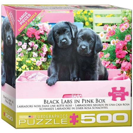Black Labs in Pink Box 500 Piece Puzzle