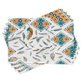 thumbnail image 1 of Ambesonne Boho Place Mats Set of 4, Tribal Bohemian Feather, Standard Size, Teal Orange Black, 1 of 4