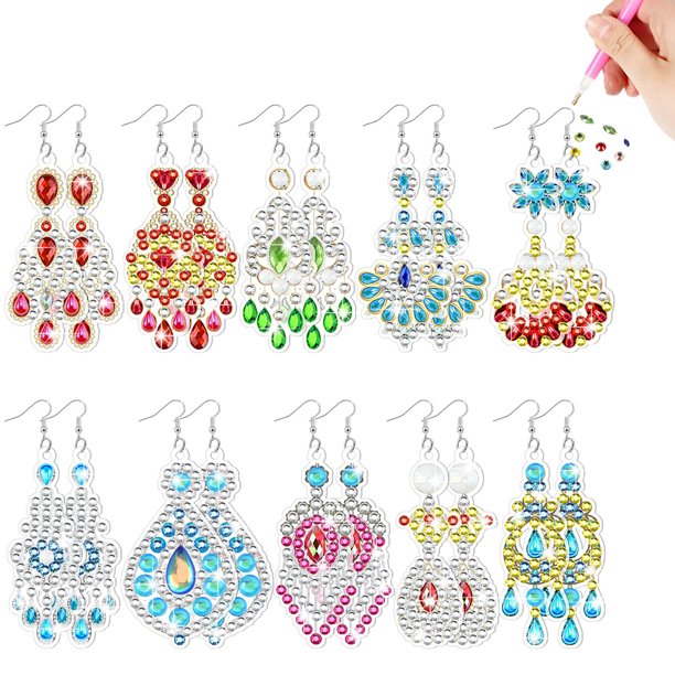 Pendientes Navideños Con Diamantes Artísticos 10 Pares Mujer Doble Cara para Regalo