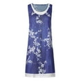 thumbnail image 4 of Summer Dress Saving! Women's Casual Plus Size Floral Printing Loose Fake Two-Piece Denim Leisure Dress Dark Blue XL, 4 of 5